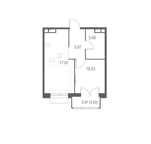 Продаётся 1-комнатная квартира, 38.28 м²