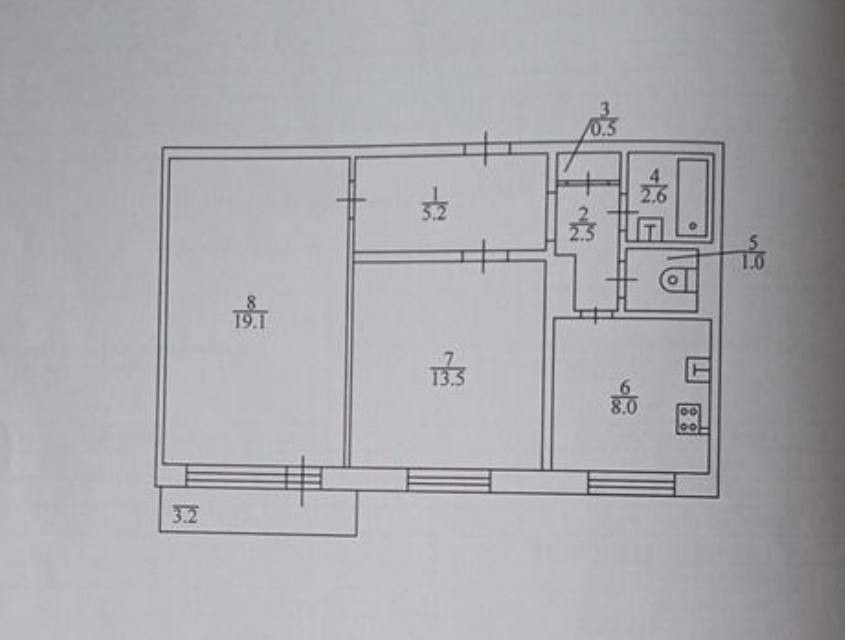 Продаётся 2-комнатная квартира, 53 м²