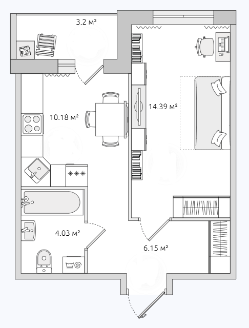 Продаётся 1-комнатная квартира, 34.6 м²