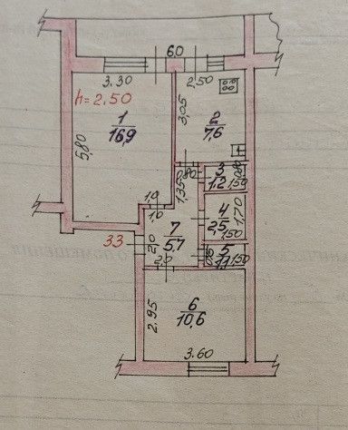 Продаётся 2-комнатная квартира, 45.6 м²