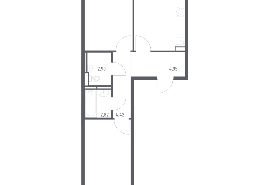 Продаётся 2-комнатная квартира, 57.37 м²