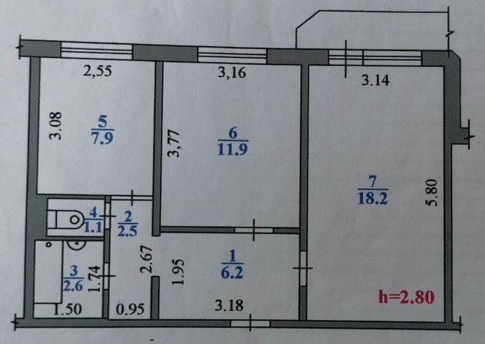 Продаётся 2-комнатная квартира, 50.4 м²