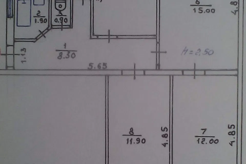 Продаётся 4-комнатная квартира, 65 м²