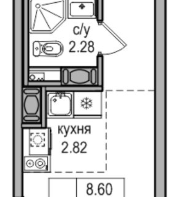 Продаётся студия, 19 м²