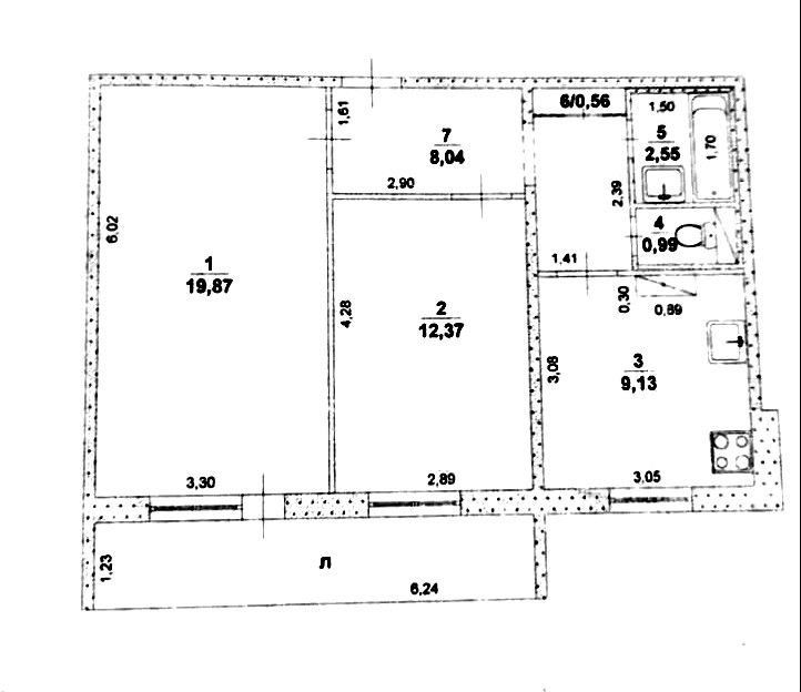 Продаётся 2-комнатная квартира, 53.5 м²