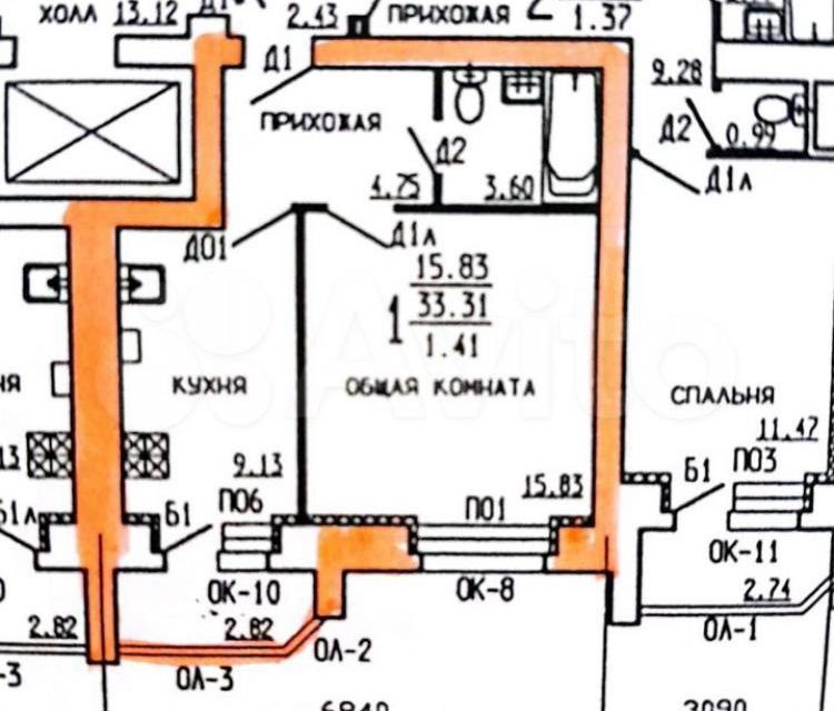 Продаётся 1-комнатная квартира, 33.3 м²
