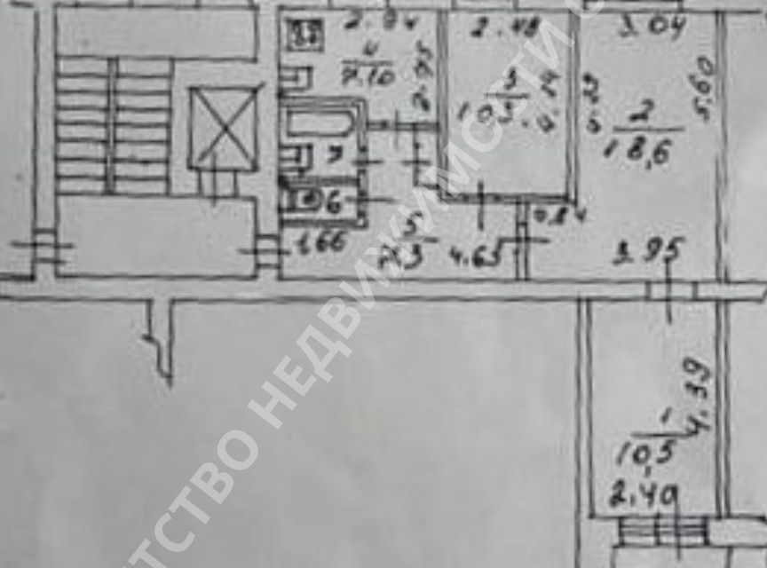 Продаётся 3-комнатная квартира, 57.8 м²