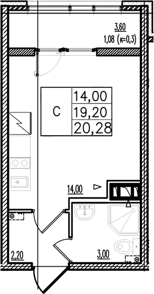 Продаётся студия, 20.28 м²