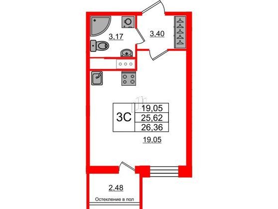 Продаётся студия, 26 м²