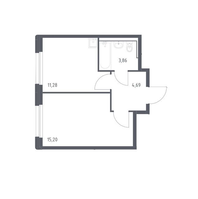 Продаётся 1-комнатная квартира, 35.03 м²