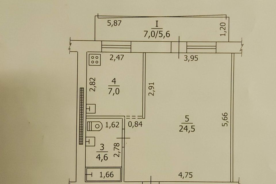 Продаётся 1-комнатная квартира, 42 м²