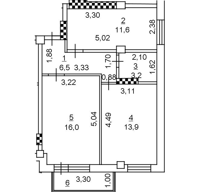 Продаётся 2-комнатная квартира, 51.5 м²