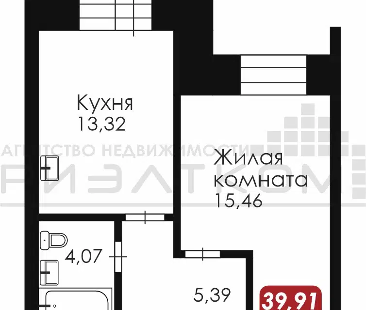 Продаётся 1-комнатная квартира, 40 м²
