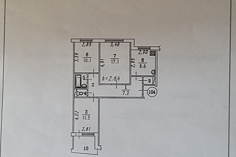 Продаётся 3-комнатная квартира, 63 м²
