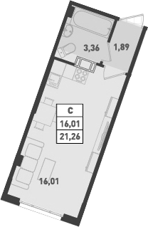 Продаётся студия, 21.3 м²