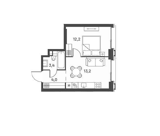 Продаётся 1-комнатная квартира, 32.8 м²