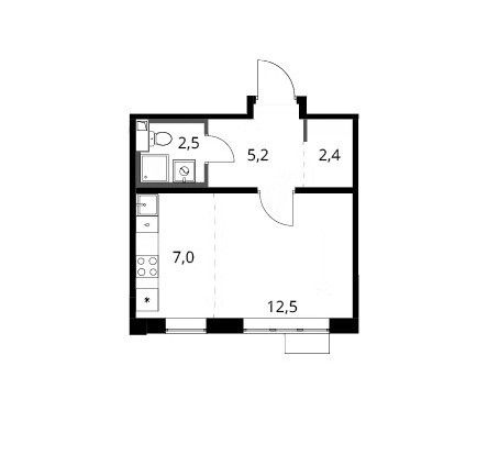 Продаётся студия, 29.6 м²