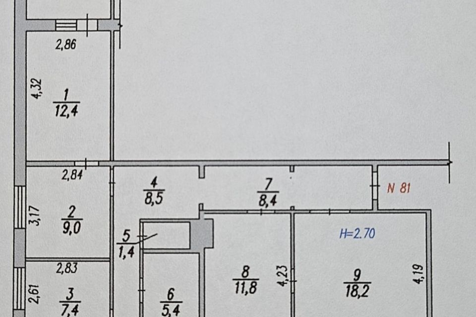 Продаётся 4-комнатная квартира, 82.5 м²