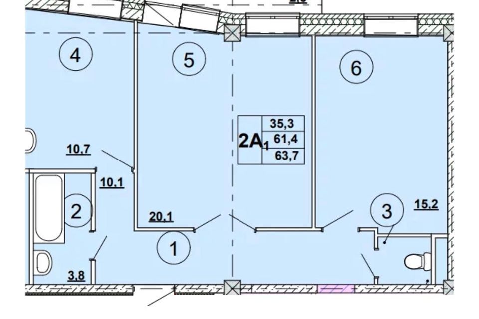 Продаётся 2-комнатная квартира, 63.7 м²