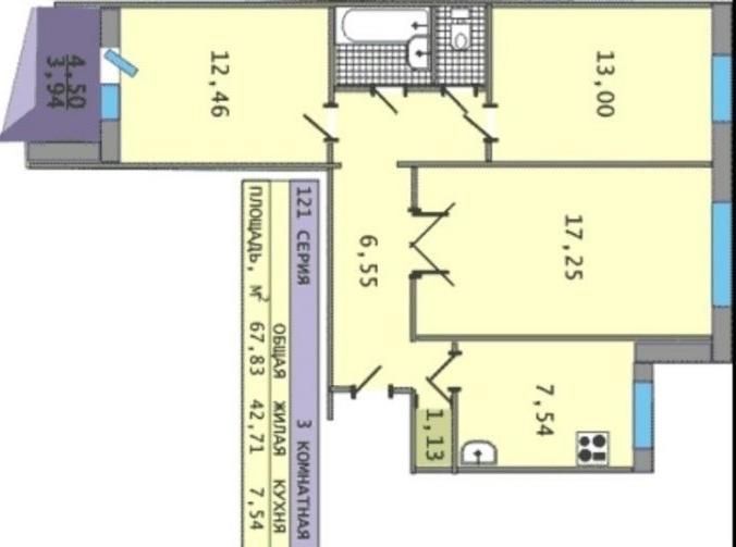 Продаётся комната в 3-комн. квартире, 19.6 м²