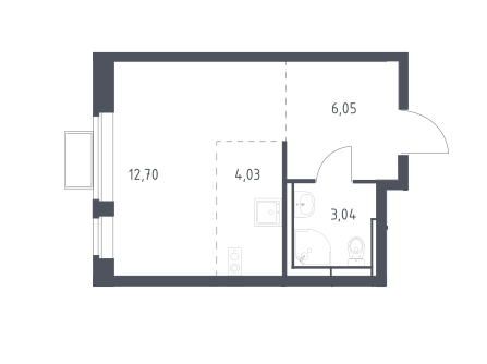 Продаётся студия, 25.82 м²