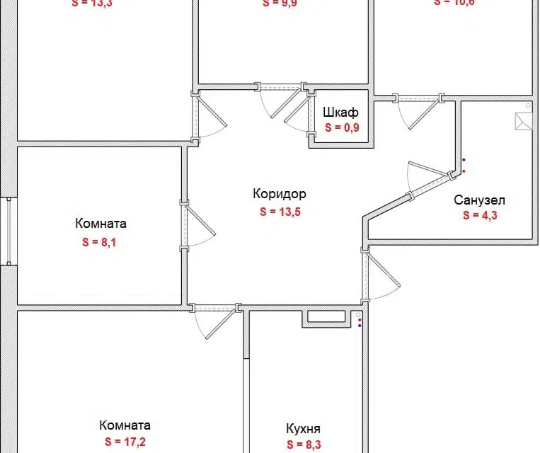 Продаётся 4-комнатная квартира, 86.1 м²