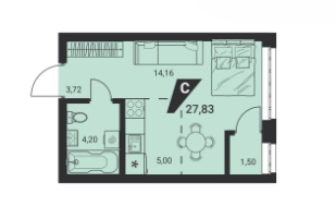 Продаётся студия, 27.83 м²