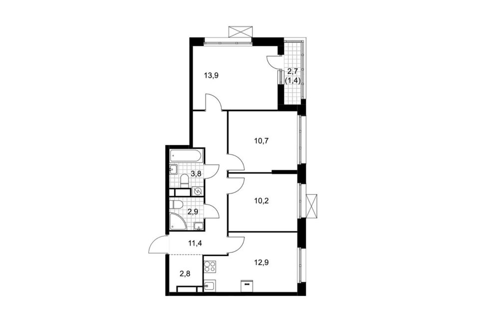 Продаётся 3-комнатная квартира, 70 м²