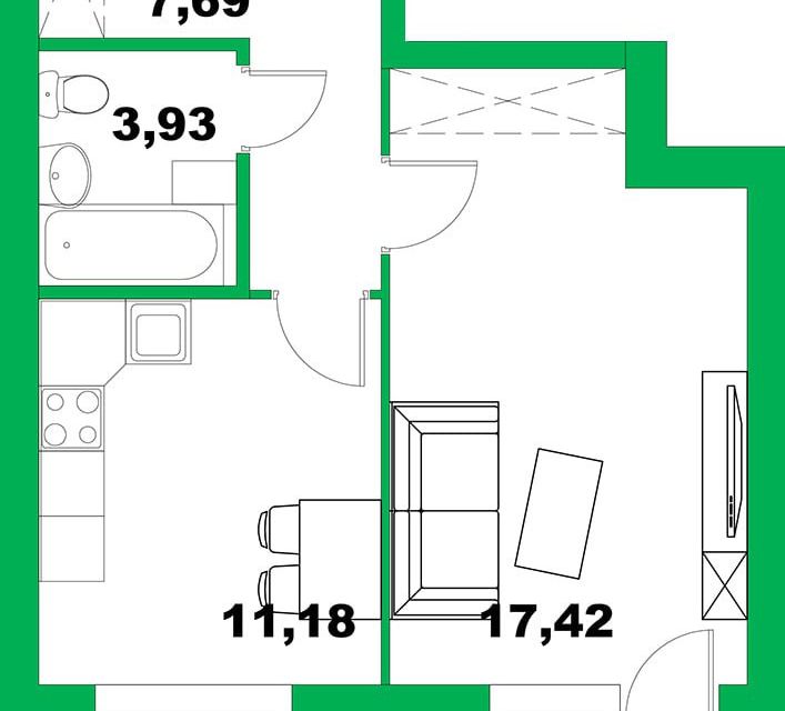 Продаётся 1-комнатная квартира, 41 м²