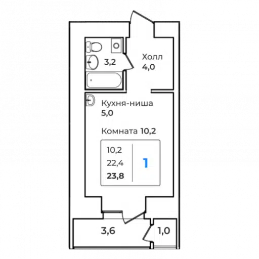 Продаётся студия, 23.8 м²