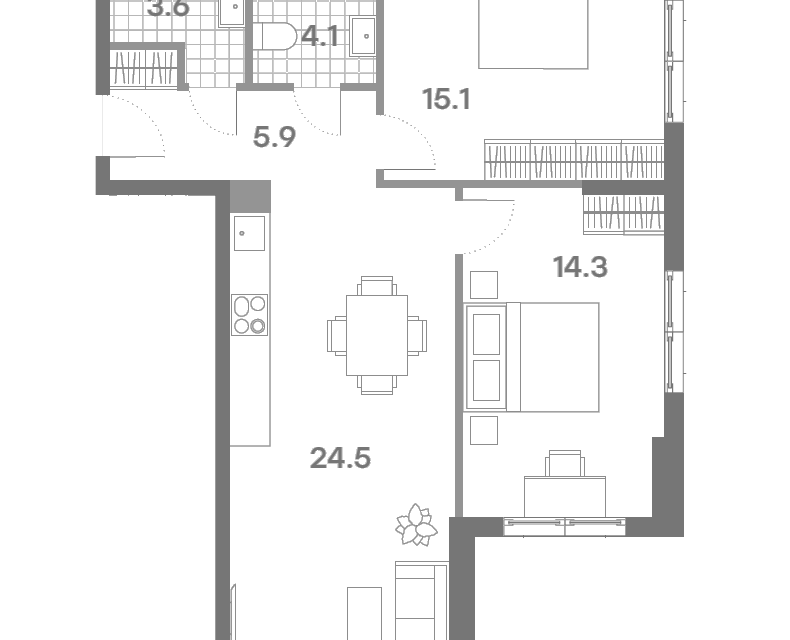 Продаётся 2-комнатная квартира, 67.5 м²