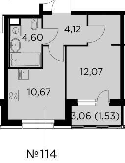 Продаётся 1-комнатная квартира, 32.7 м²