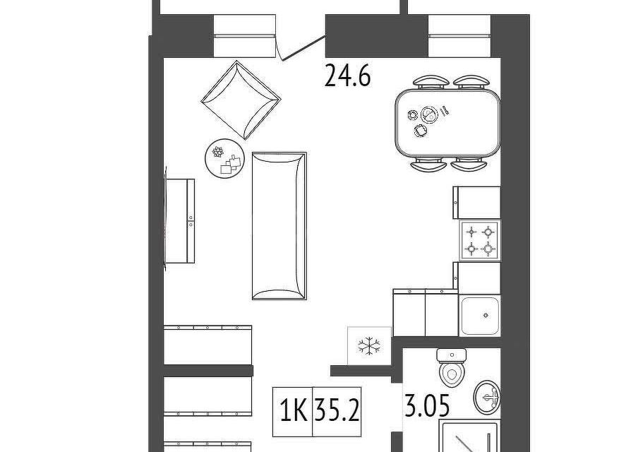 Продаётся студия, 34.2 м²