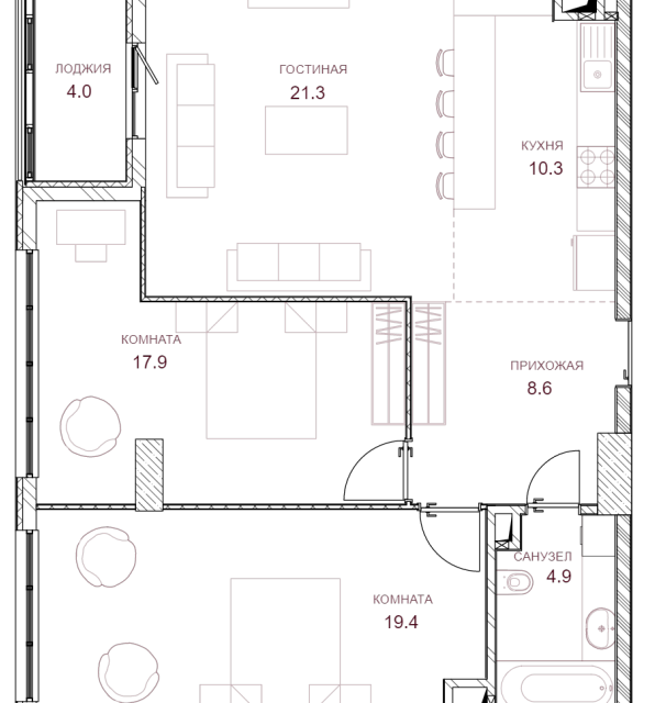 Продаётся 3-комнатная квартира, 84.4 м²