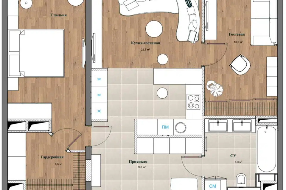 Продаётся 2-комнатная квартира, 74.1 м²