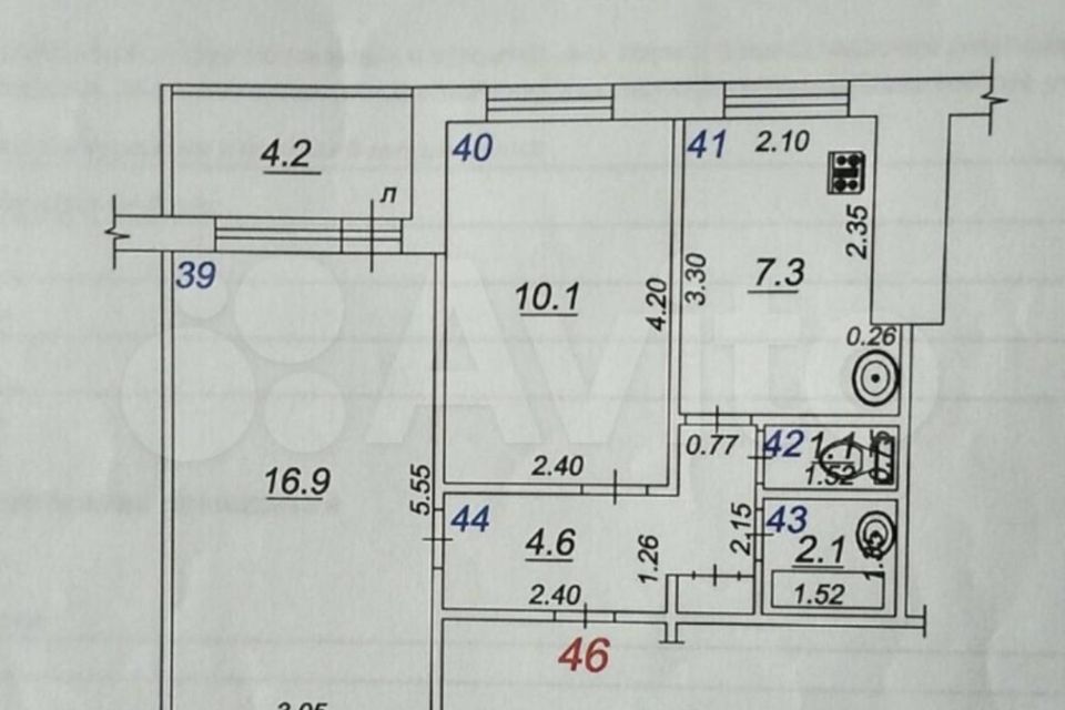 Продаётся 2-комнатная квартира, 41.7 м²