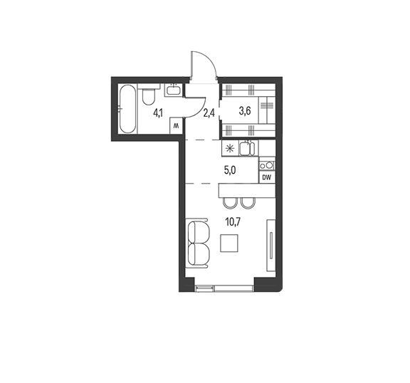 Продаётся студия, 25.8 м²