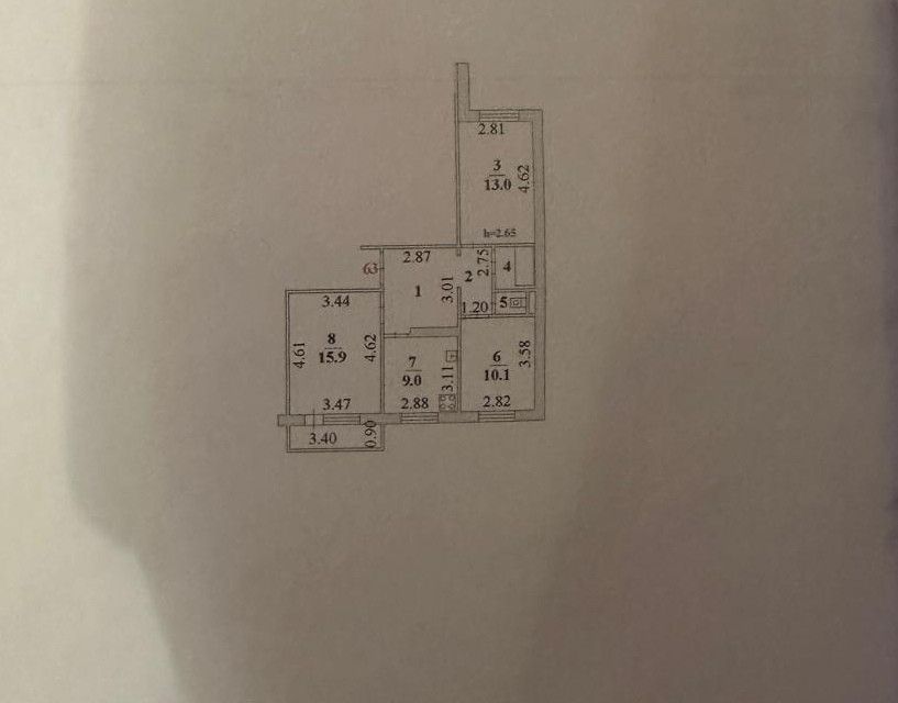 Продаётся 3-комнатная квартира, 63.7 м²