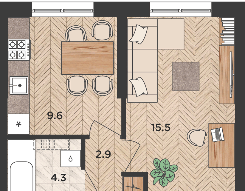 Продаётся 1-комнатная квартира, 33 м²