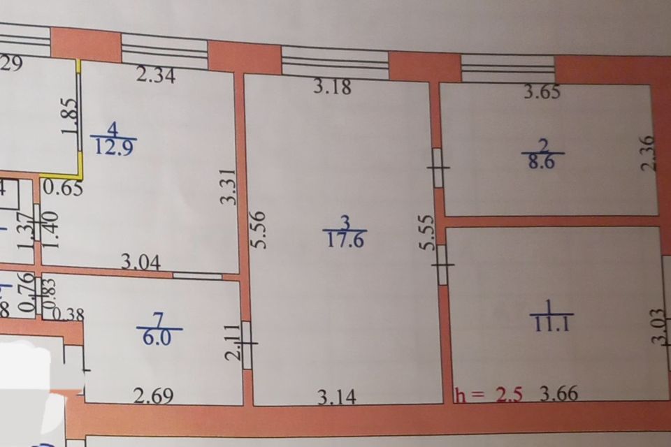 Продаётся 3-комнатная квартира, 59.5 м²