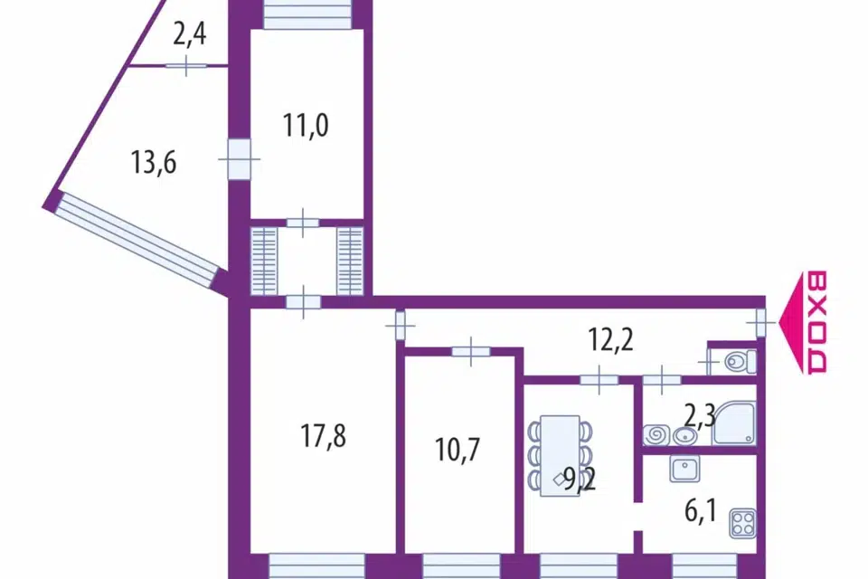 Продаётся 4-комнатная квартира, 73.1 м²