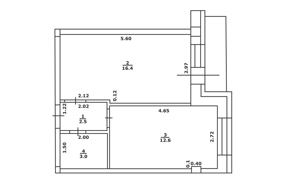 Продаётся 1-комнатная квартира, 34.6 м²