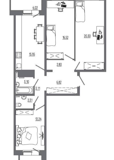 Продаётся 3-комнатная квартира, 90 м²