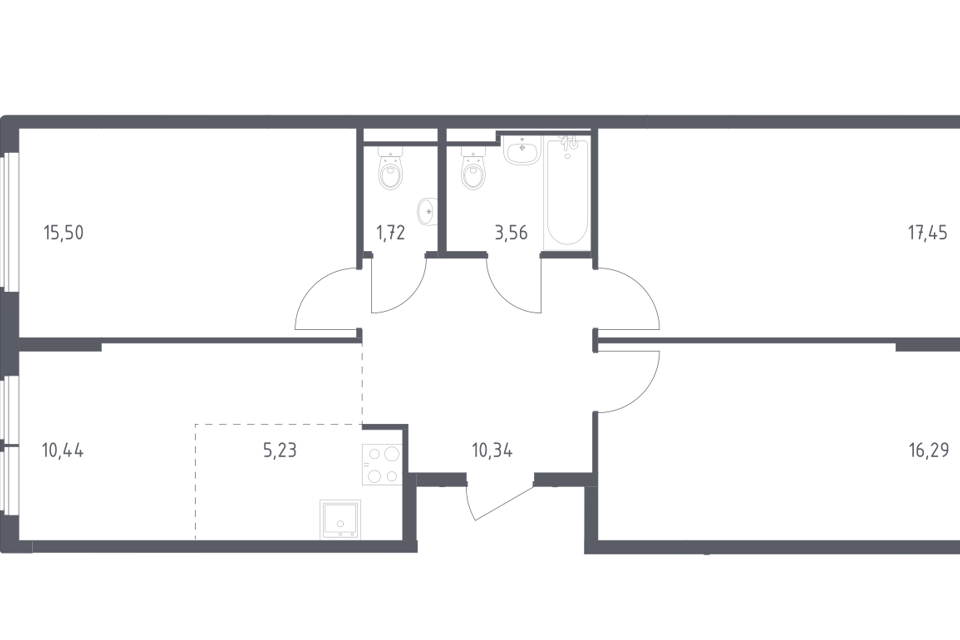 Продаётся 3-комнатная квартира, 80.53 м²