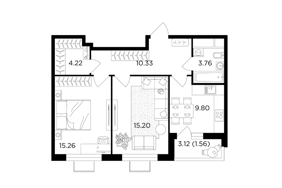 Продаётся 2-комнатная квартира, 60.2 м²