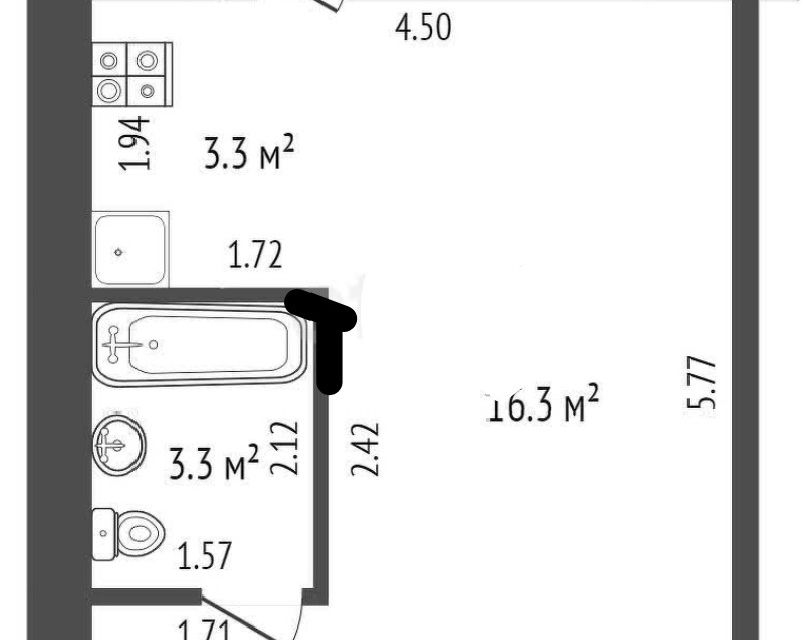 Продаётся студия, 27 м²