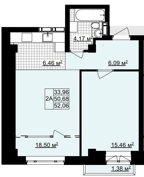 Продаётся 2-комнатная квартира, 50.8 м²