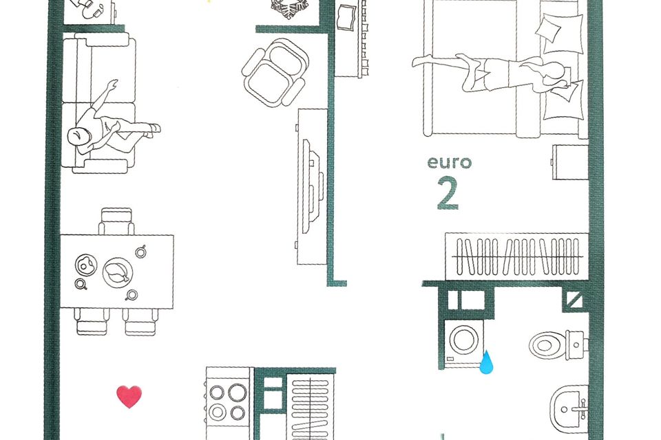 Продаётся 1-комнатная квартира, 44.8 м²