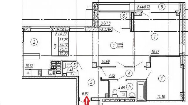Продаётся 3-комнатная квартира, 76 м²