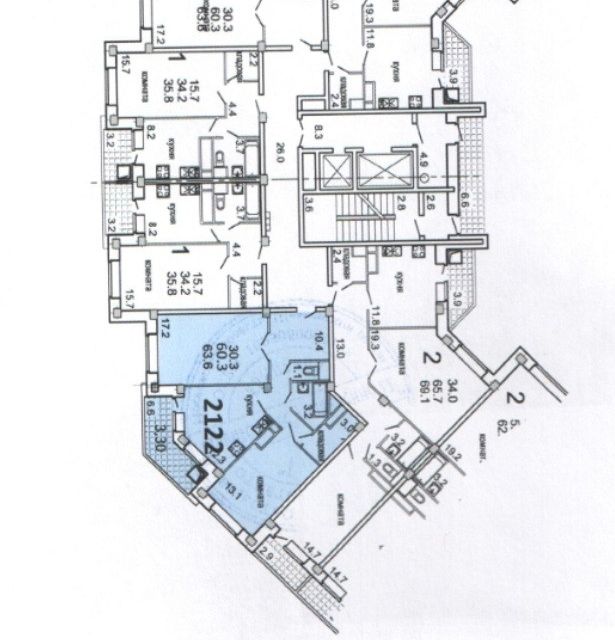 Продаётся 2-комнатная квартира, 60.3 м²